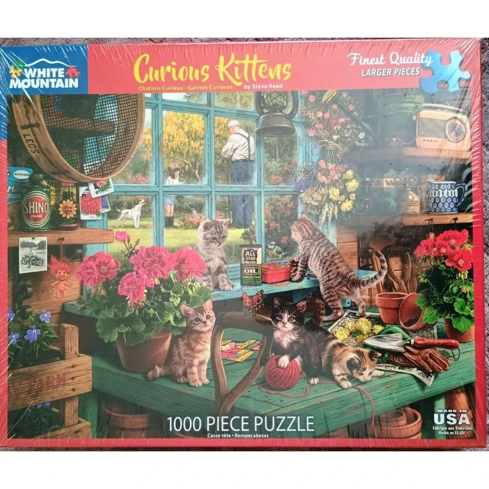 White Mountain Curious Kittens 1000 Piece Puzzle by Steve Read #1414 New Sealed